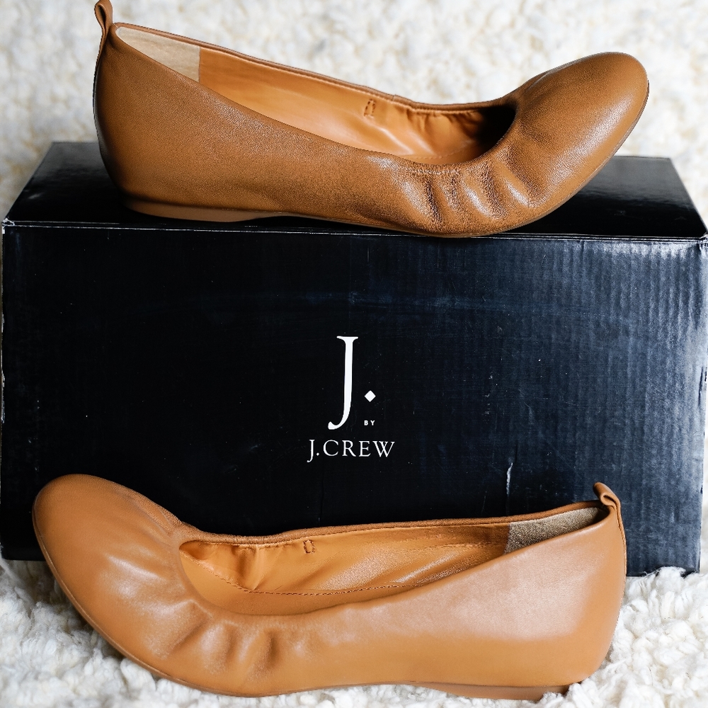 J.Crew ANYA LEATHER BALLET FLATS - Burnt Sienna